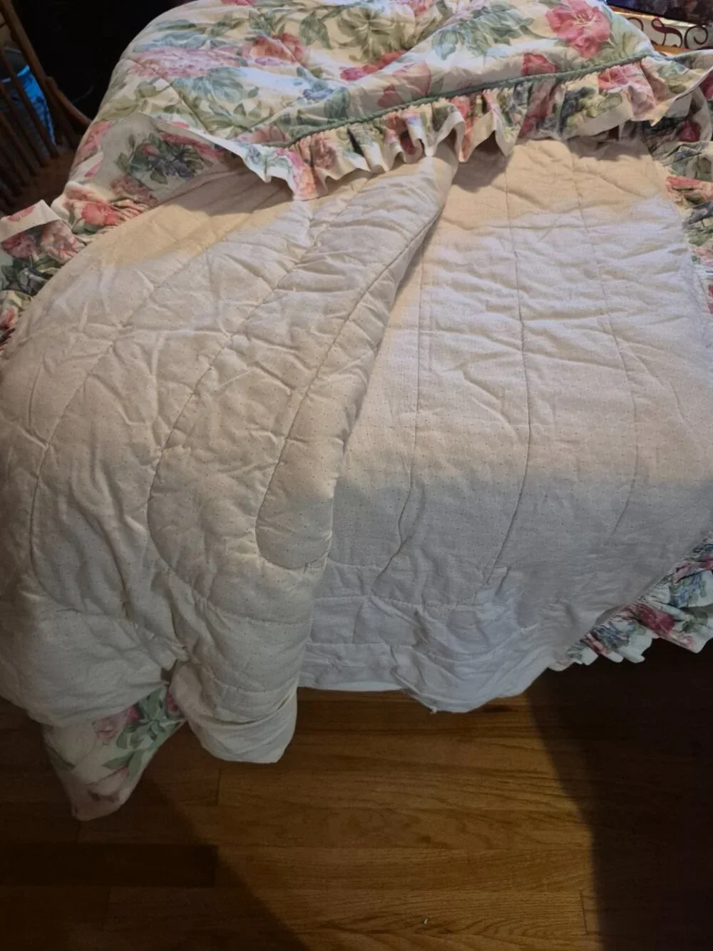 Rare Vintage 90s Croscill 5 Piece Floral Ruffled Queen Bedspread BeddingEnsemble